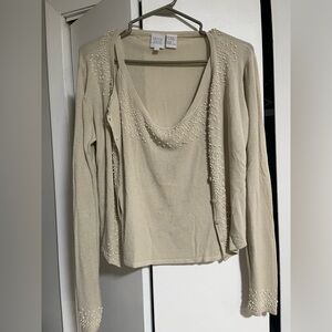 Mary Jane Cream Beaded Cardigan Sweater